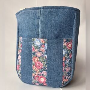 Floral Denim Tote Bag